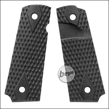 Begadi G10 grip plate set for KJW / WE / Army / Marui 1911 series -pure black-