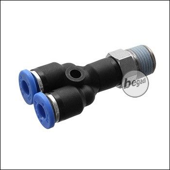 Begadi HPA Y-adapter for 2x 4mm hose with G 1/8 inch thread