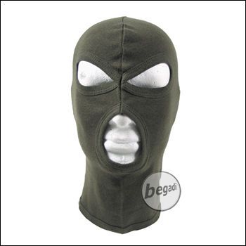 Balaclava, 3-hole, thin, olive, 100% cotton