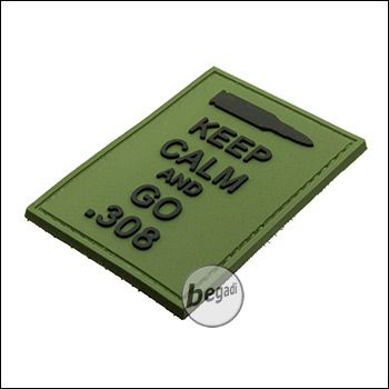 BE-X 3D Abzeichen "Go .308", aus Hartgummi, mit Klett - olive