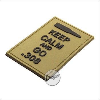 BE-X 3D badge "Go .308", hard rubber, with Velcro - TAN