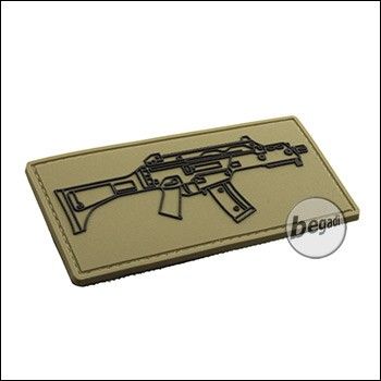 Begadi 3D Badge "HW60C" hard rubber, with Velcro - TAN