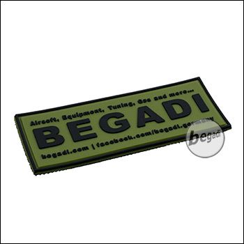 3D Abzeichen "Begadi Shop", Classic Design, aus Hartgummi, mit Klett - olive
