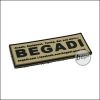 3D Abzeichen "Begadi Shop", Classic Design, aus Hartgummi, mit Klett - TAN