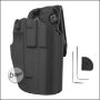 Begadi Basic Universal Hartschalen Pistolen Holster, voll verstellbar, für größere Pistolen -schwarz- (rechts)
