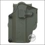 BEGADI "Multi Fit" Hartschalen Pistolen Holster mit Paddle, olive -links-