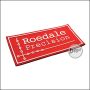 3D Abzeichen "ROEDALE" aus Hartgummi, mit Klett - rot