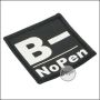 BE-X blood group patch "B, neg. - NoPen" - black