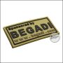 BE-X 3D Badge "Sponsored by Begadi", Classic Design, made of hard rubber, with Velcro - TAN