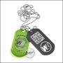 WE dog tag / dogtags with chain - green / black
