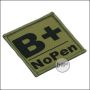 BE-X blood group patch "B, pos. - NoPen" - olive