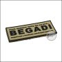 3D Badge "Begadi Shop", Classic Design, made of hard rubber, with Velcro - TAN