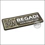 3D badge "Begadi Shop", QR code design, made of hard rubber, with Velcro - TAN