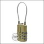 Begadi lock for gun case, with number combination &amp; wire rope "Lock n Unload" -TAN-