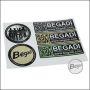 Begadi Sticker set made of PVC in industrial quality, 2x 60mm Ø &amp; 3x 100mmx34mm, with high adhesive strength