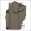 BEGADI "Multi Fit" Hartschalen Pistolen Holster mit Paddle, TAN -links-