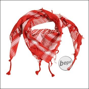 Begadi PLO Tuch / Shemagh / Kufiya, mit Fransen, 110x110cm (100% Baumwolle) - rot/weiss