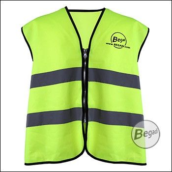 Begadi Sicherheitsweste / Warnweste "No Target", gelb, unisex, mit Reflektoren (100% Polyester) - Gr. XL-XXXL (75x70cm)
