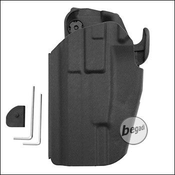 Begadi Basic Universal Hartschalen- Pistolen Holster, voll verstellbar, für größere Pistolen -schwarz- (links)