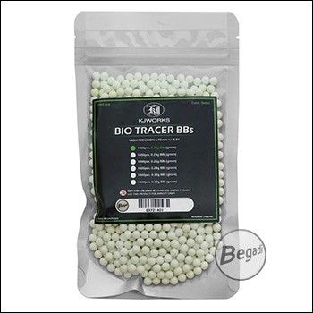 1.000 KJW Bio Tracer / Leuchtspur 6mm Airsoft BBs, nachleuchtend, 0,20g -grün leuchtend-