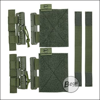 Begadi Plattenträger Erweiterung "Quick Release", Set mit 2 Schnellverschlüssen und Zubehör, olive