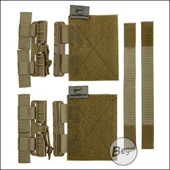 Begadi Plattenträger Erweiterung "Quick Release", Set mit 2 Schnellverschlüssen und Zubehör, TAN