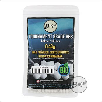 1.000 BEGADI Tournament Grade Bio 6mm Airsoft BBs, 2x poliertes & speziell gehärtetes Mineralkomposit 0,43g