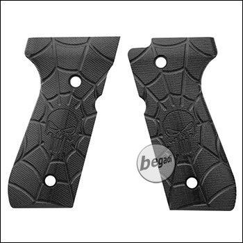 Begadi G10 Griffschalen Set für 92F, M9 & M92 GBBs von KJW, WE und Tokyo Marui -black skull-