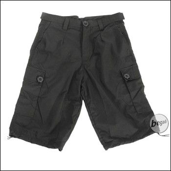 BE-X Outdoor Shorts, im BW Stil, mit KSK Knöpfen, schnelltrocknend & leicht (65% Baumwolle / 35% Polyester) - schwarz