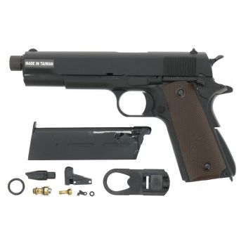 KJW M1911 "PRO" GBB, Gas Version, mit Begadi Stainless Efficiency Ventil, CNC Alu Pistonhead, Koffer & Maintenance Kit (frei ab 18 J.)