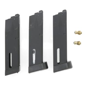3x Magazin für KJW M9 Serie, 25 BBs - CO2 Version - mit Begadi Stainless Efficiency Ventil (dicht !)