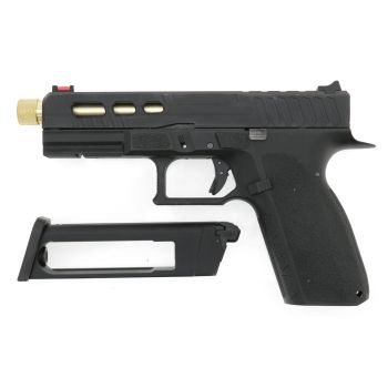 KJW KP-13 "PRO" GBB, CO2 Version, mit Begadi Stainless Efficiency Ventil, CNC Alu Pistonhead, Koffer & Maintenance Kit -tactical / gold- (frei ab 18 J.)