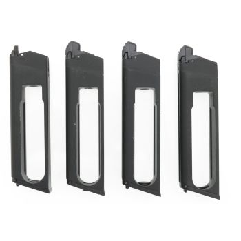 4x Magazin für KJW KP-13 Serie, 24 BBs - CO2 Version - teils mit Begadi Stainless Efficiency Ventil - für Bastler !